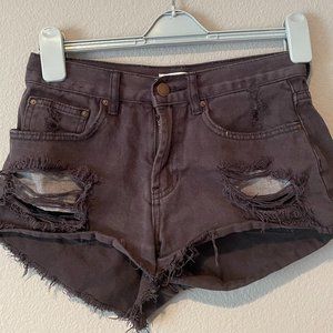 Billabong distressed black jean shorts ripped